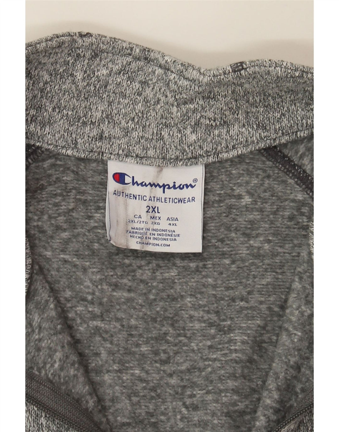 CHAMPION Womens Zip Neck Sweatshirt Jumper UK 20 2XL Grey Polyester Vintage Champion and Second-Hand Champion from Messina Hembry 