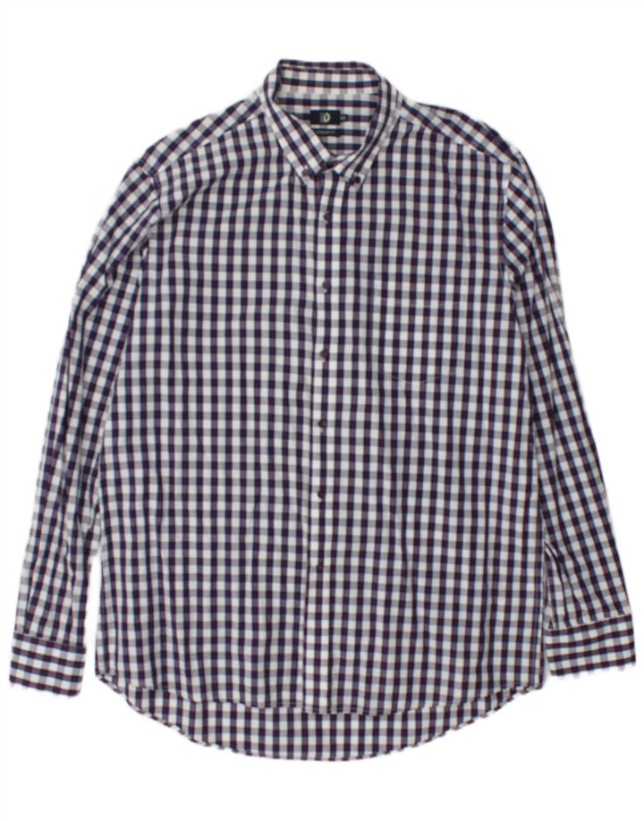 Dack's Herren-Hemd mit regulärer Passform, 2XL, marineblau, Gingham-Baumwolle