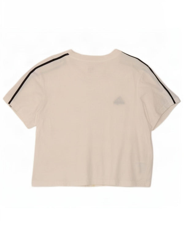 Adidas Damen Crop Loose Fit T-Shirt Top UK 8/10 Small Weiße Baumwolle