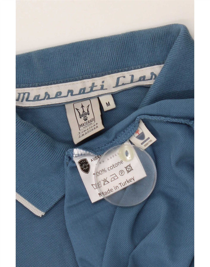 Maserati Herren-Poloshirt mit Grafik, mittelblaue Baumwolle