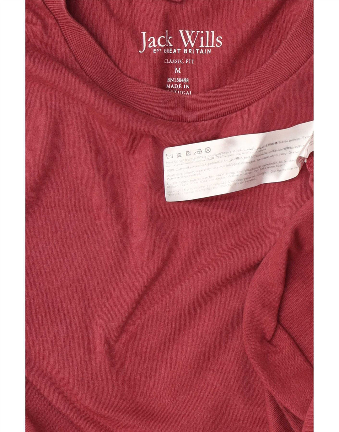Jack Wills Herren-T-Shirt mit klassischer Passform, mittlere kastanienbraune Baumwolle