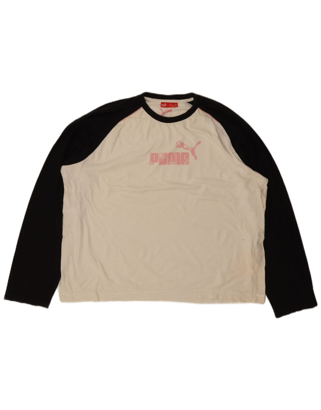 Puma Herren Graphic Top Langarm 2XL Weiß Colourblock Baumwolle