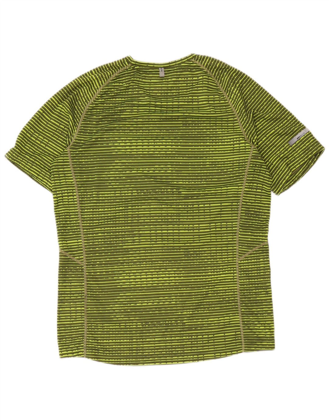 Nike Damen Dri Fit T-Shirt Top UK 14 Mittelgrün gestreift Polyester