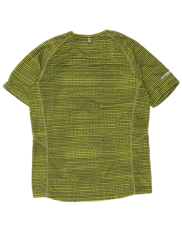 Nike Damen Dri Fit T-Shirt Top UK 14 Mittelgrün gestreift Polyester