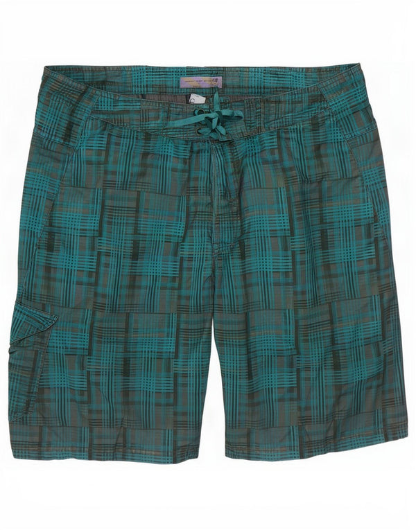 Fat Face Herren-Badeshorts XL, blau kariert, Polyester