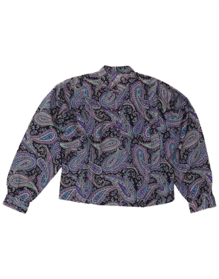 VINTAGE Damen Bluse Top UK 12 Medium Lila Paisley