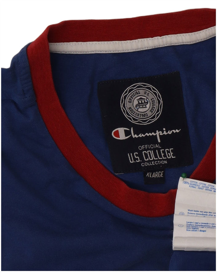 CHAMPION Mens Graphic T-Shirt Top XL Blue Cotton