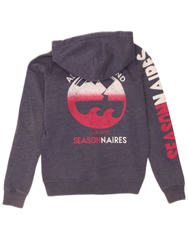 Jack Wills Damen-Pullover mit grafischem Kapuzenpullover, Größe M, Marineblau, Baumwolle, UK 12