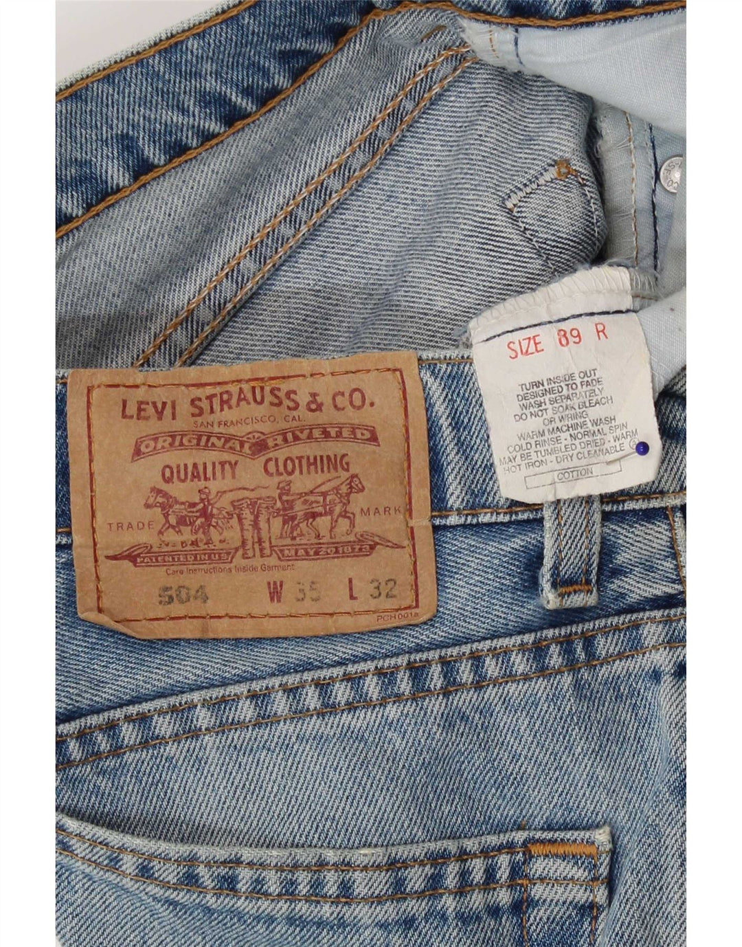 Levi's Mens 504 Straight Jeans W35 L32 Blue Cotton