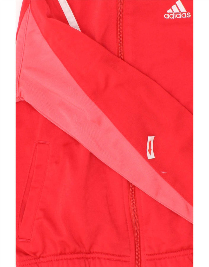 Adidas Mädchen-Trainingsanzug-Top-Jacke, 7–8 Jahre, rotes Farbblock-Polyester