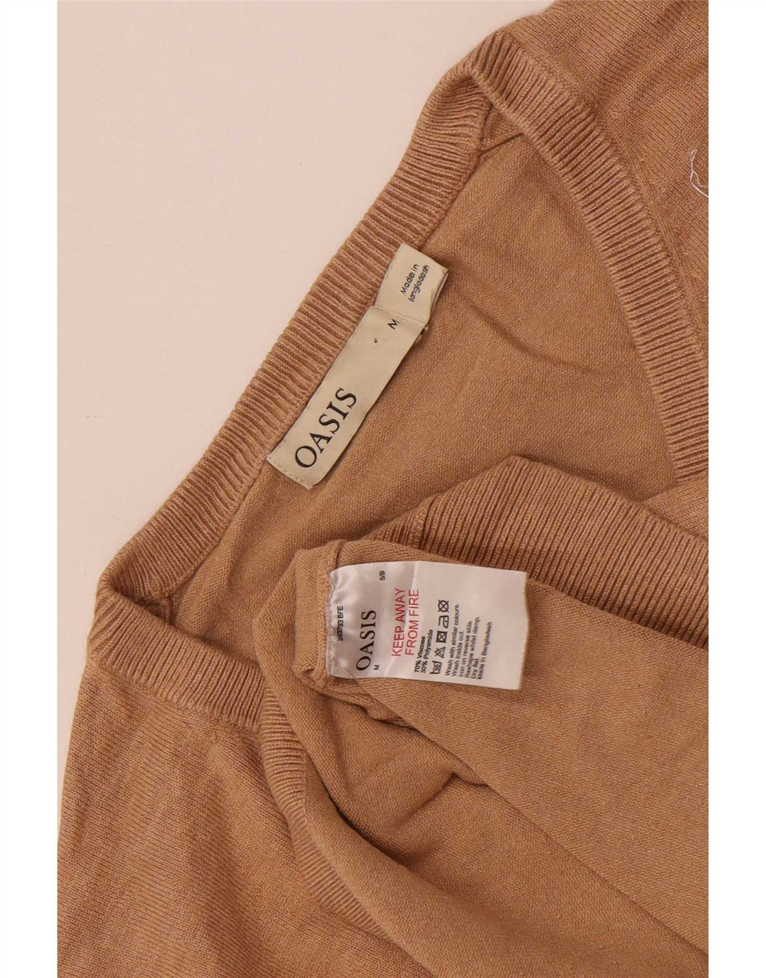 Oasis Damen Crop V-Ausschnitt Pullover Pullover UK 12 Mittelbeige Viskose