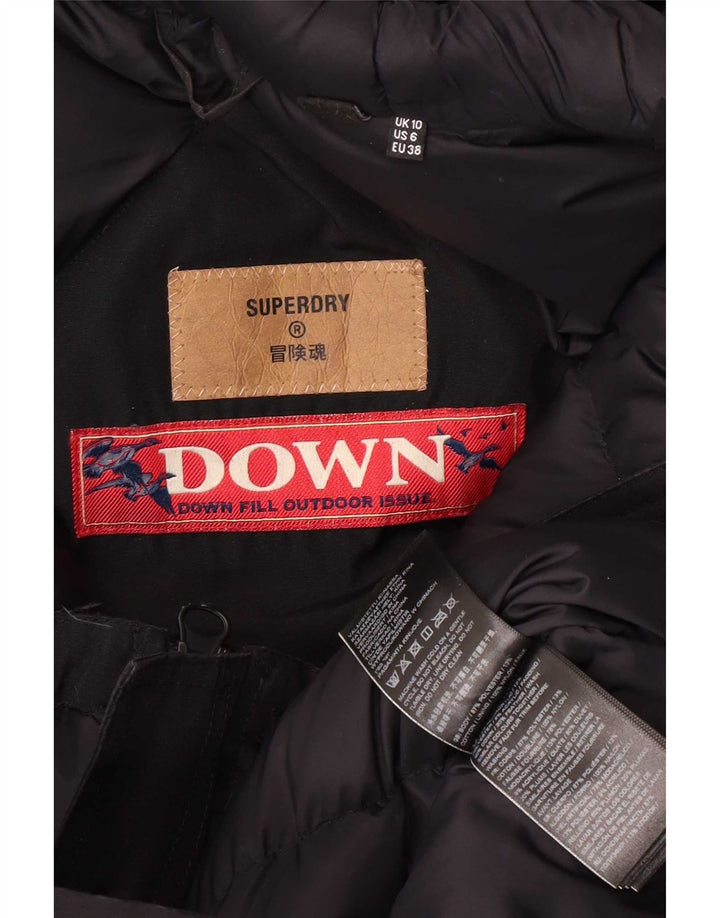 Superdry Damen-Parka mit Kapuze, UK 10, Größe S, Schwarz, Polyester