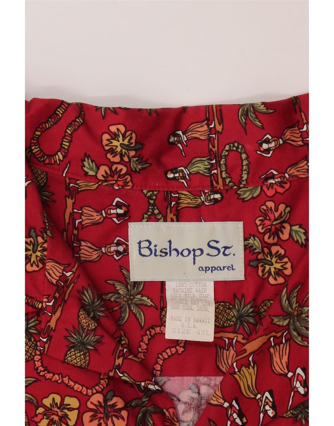 Bishop St. Apparel Herren-Kurzarmhemd 4XL, rotes Blumenmuster, Baumwolle