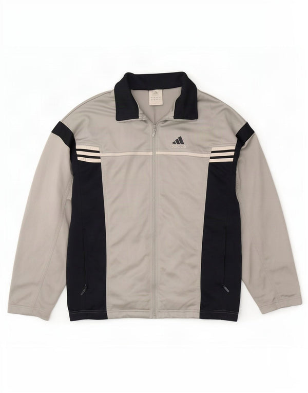 Adidas Mens Graphic Tracksuit Top Jacket Medium Grey Colourblock Polyester