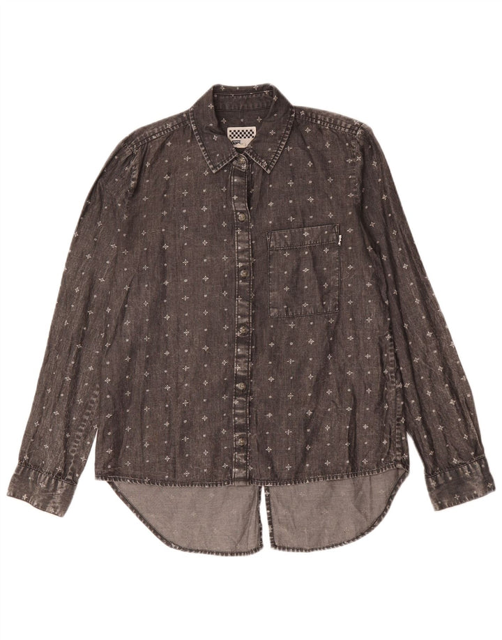 Vans Damen-Oversize-Hemd, UK 10, Größe S, schwarz, geometrisch, Baumwolle