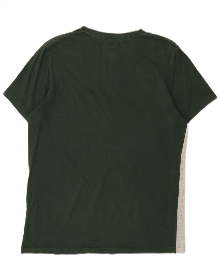 JACK WILLS Herren Grafik-T-Shirt-Oberteil aus mittelgrüner Colourblock-Baumwolle