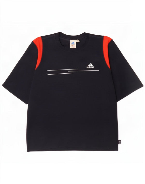 Adidas Herren Climalite T-Shirt Top XL Marineblau Colourblock Polyester