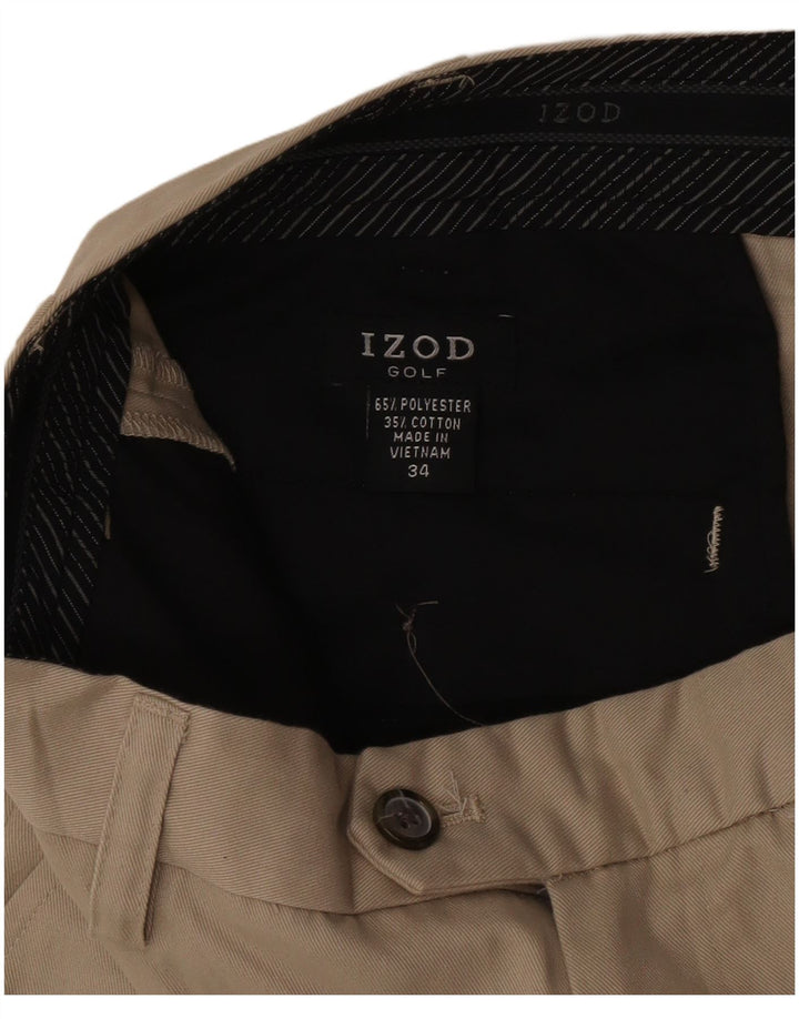 Izod Herren-Golf-Chino-Shorts W34, groß, beige, Polyester