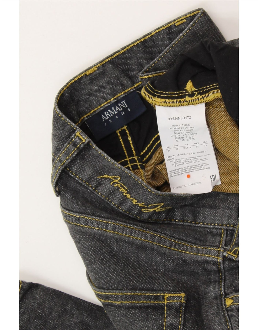 ARMANI Herren Straight Jeans W33 L32 Graue Baumwolle