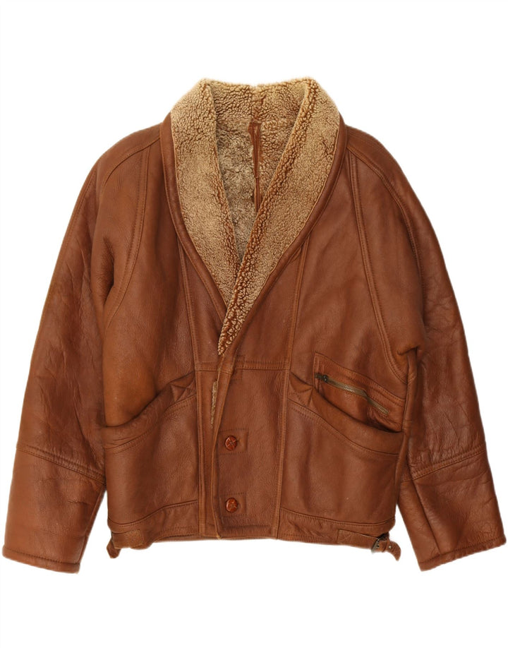 VINTAGE Herren Lammfelljacke UK 42 XL Braun