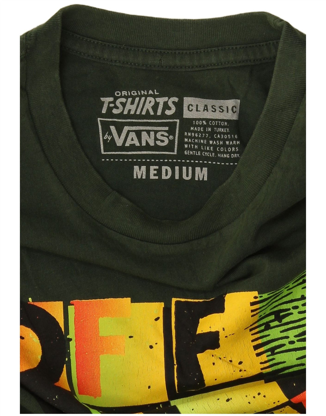 Vans Herren Classic Graphic T-Shirt-Oberteil aus mittelgrüner Colourblock-Baumwolle