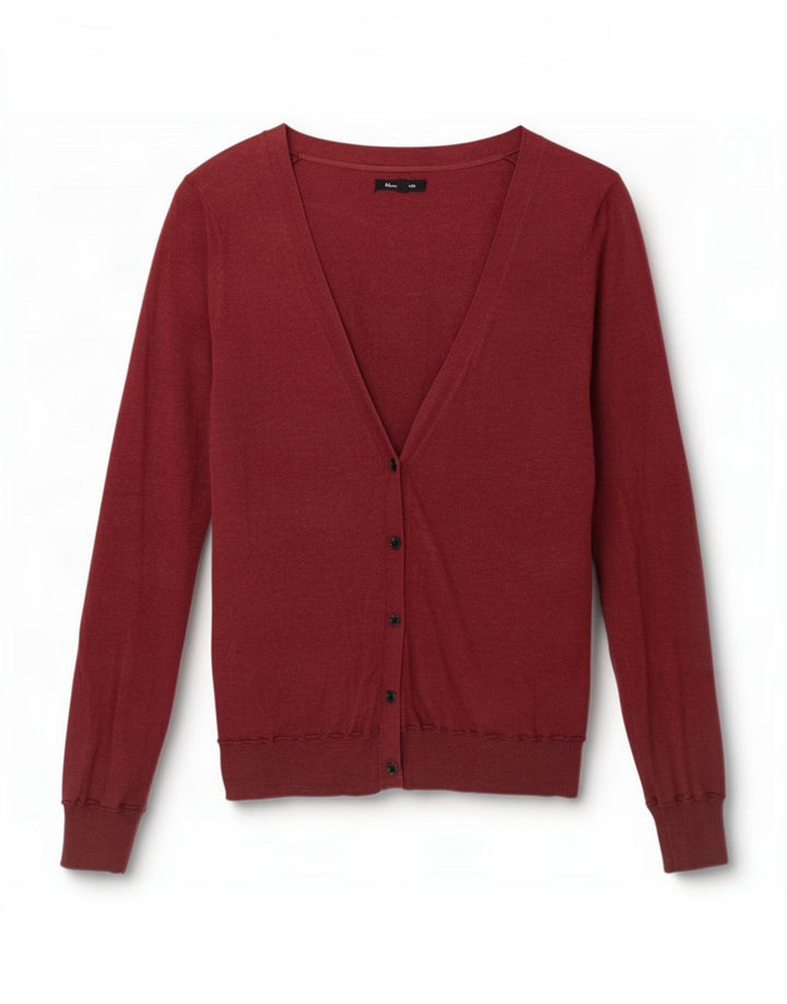 Massimo Dutti Damen-Cardigan-Pullover UK 12 Medium Burgund