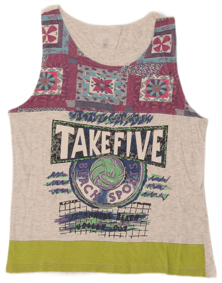 TAKE FIVE Herren Grafik-Weste-Top aus mittelgrauer Colourblock-Baumwolle