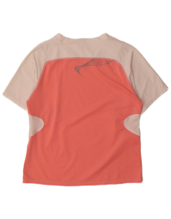 Nike Damen Dri Fit T-Shirt Top UK 16/18 XL Weiß Farbblock