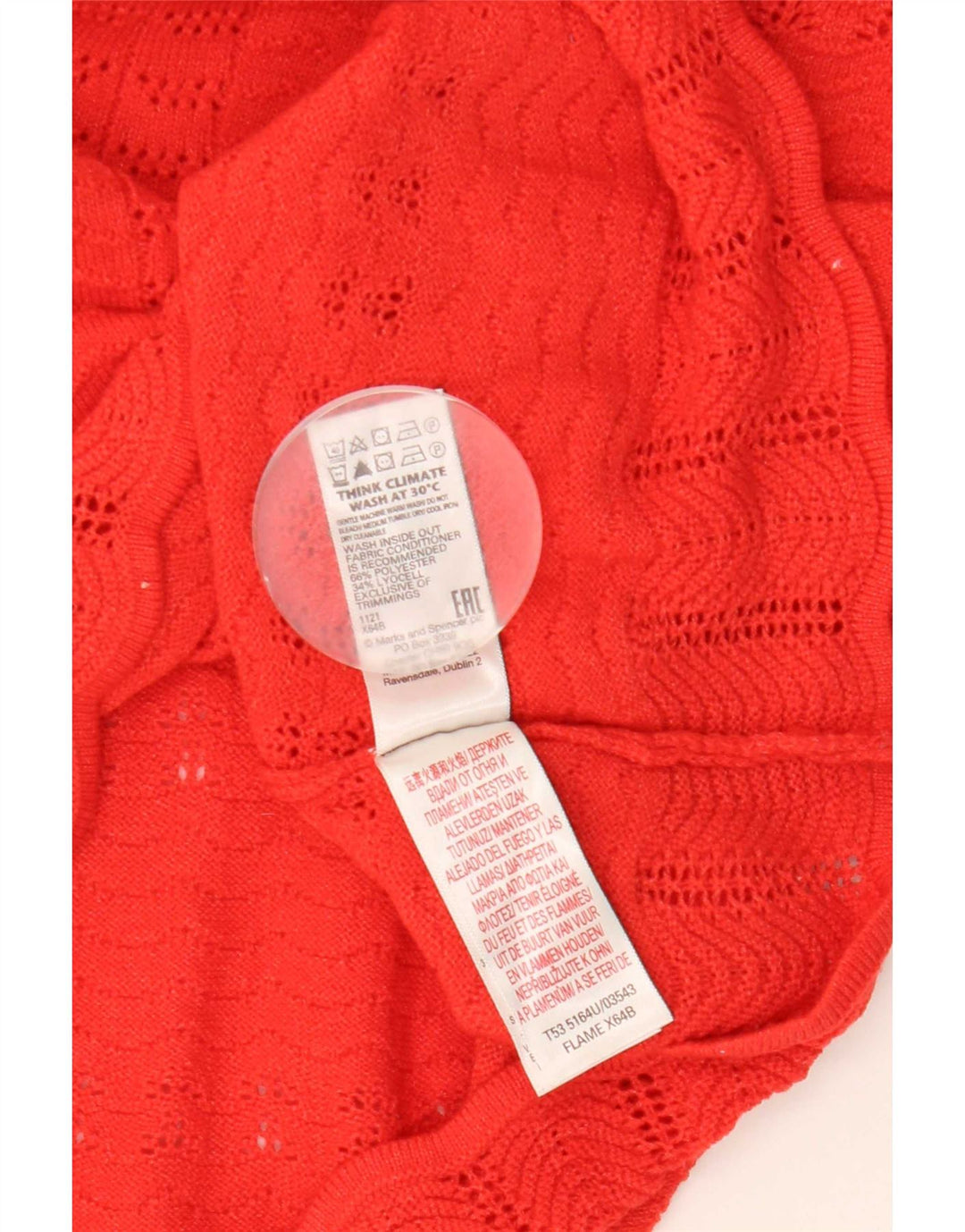 Marks & Spencer Damen-Pullover mit V-Ausschnitt, UK 14, Mittelrot, Polyester