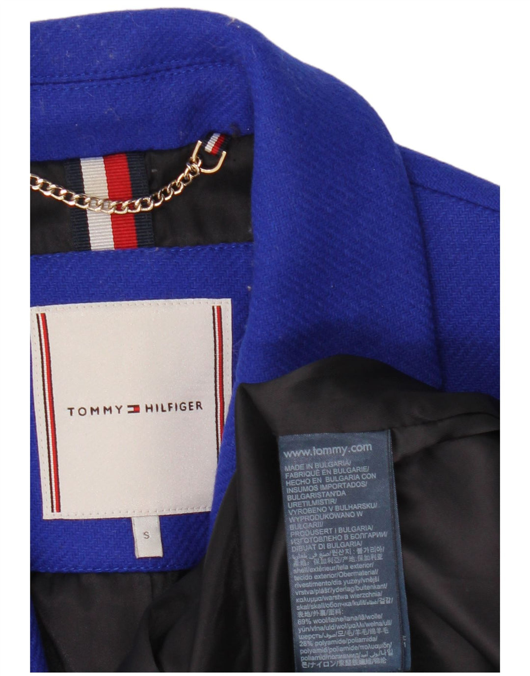 Tommy Hilfiger Damen Mantel UK 10 Small Blaue Wolle