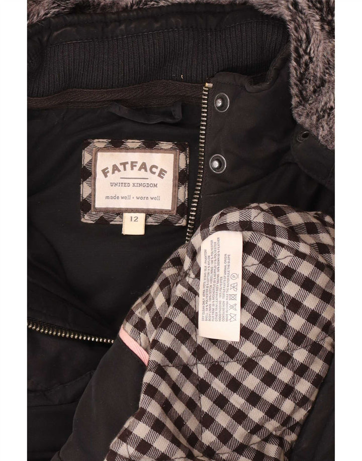 Fat Face wattierte Damen-Weste mit Kapuze, UK 12, mittelschwarz, Polyester