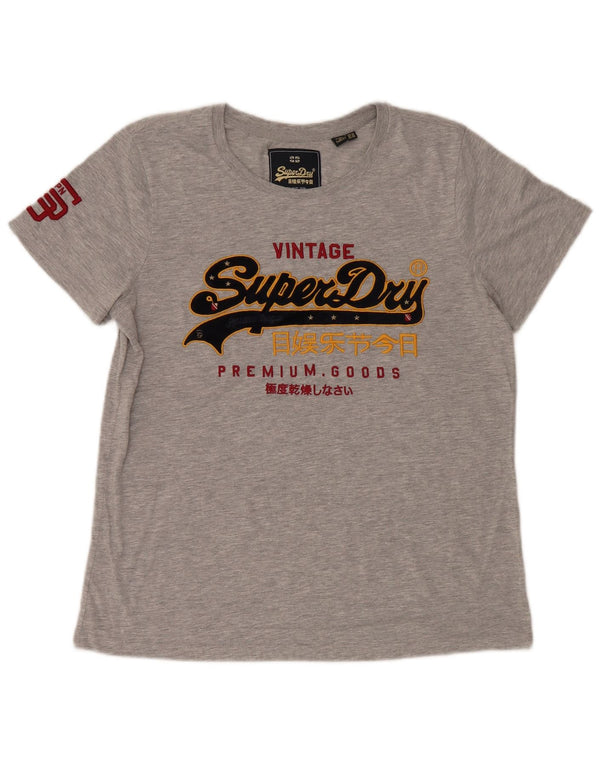 Superdry Damen Grafik-T-Shirt-Oberteil UK 14 Large Grau