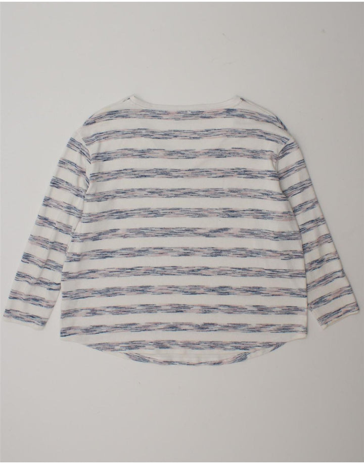 Marks & Spencer Damen Top Langarm UK 18 XL Weiß gestreifte Viskose