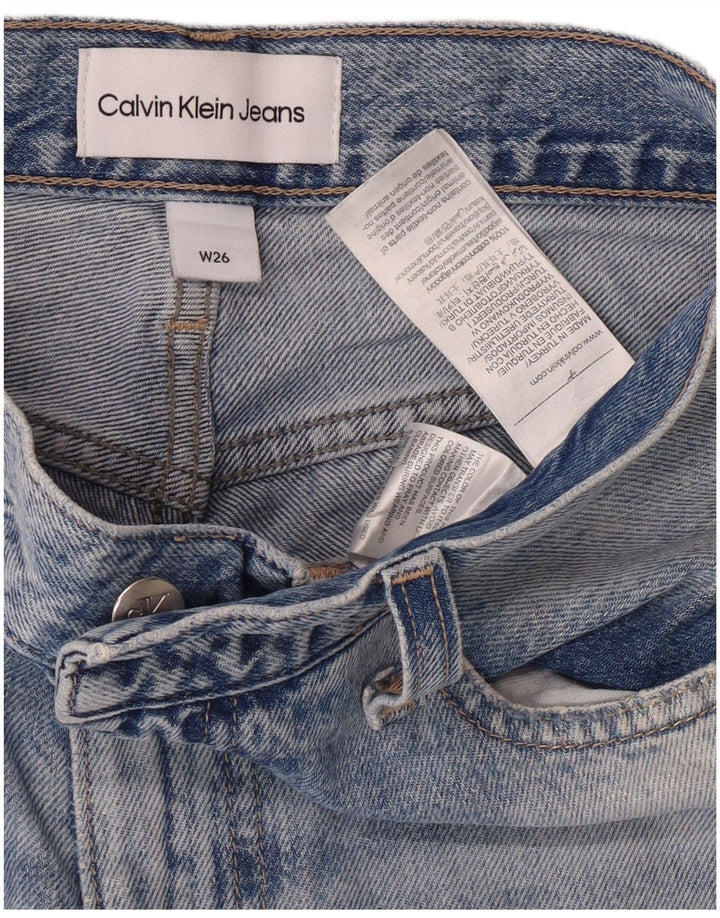 Calvin Klein Damen Distressed Tapered High Waist Jeans W26 L28 Blue Grunge
