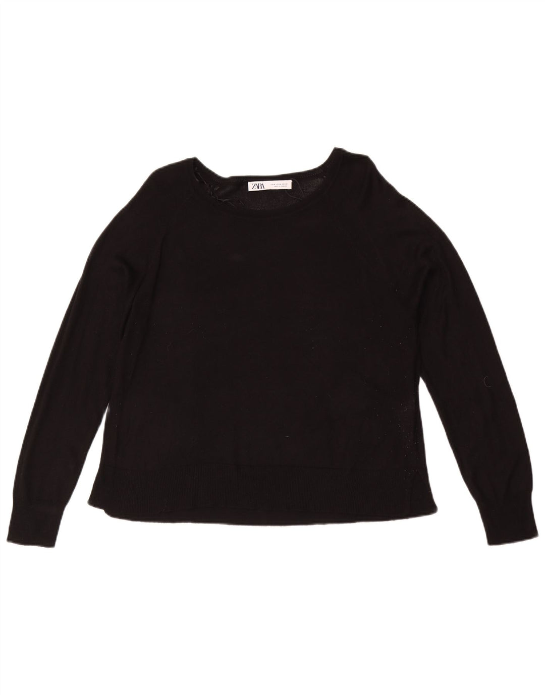 Zara Damen-Pullover mit U-Boot-Ausschnitt, Gr. 14, mittlere schwarze Viskose