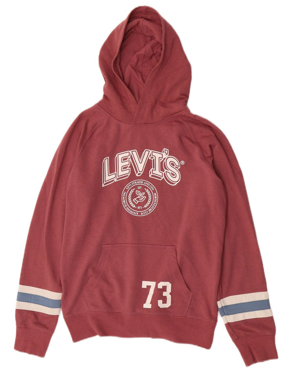 Levi's Jungen-Pullover mit grafischem Kapuzenpullover, 13–14 Jahre, Burgunderrot, Colourblock-Baumwolle