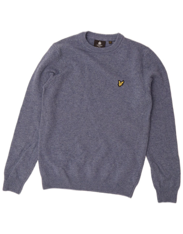 Lyle & Scott Herren-Pullover mit Rundhalsausschnitt, XS, blaue Wolle