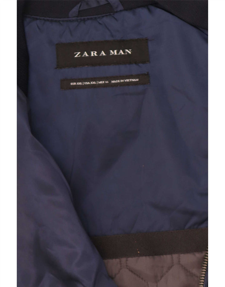 Zara Herren Bomberjacke UK 44 2XL Marineblau Colourblock Polyester