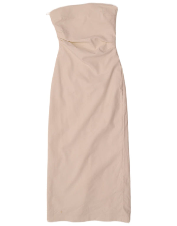 Zara Damen Trägerloses Kleid UK 8 Small Weiß Polyester