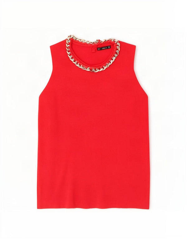 Zara Damen Weste Top UK 12 Medium Rot