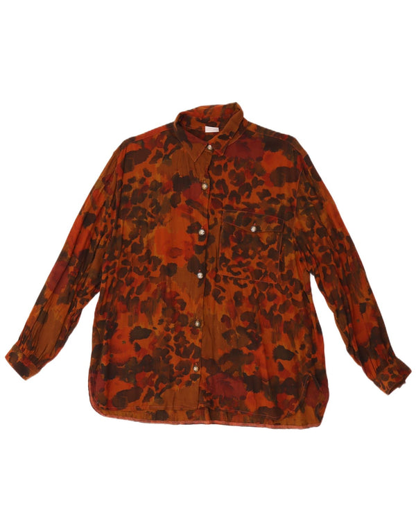 Frau Womens Loose Fit Shirt IT 48 XL Braun gefleckte Viskose