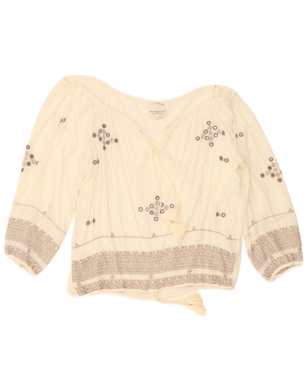 Polo Ralph Lauren Damen-Blusenoberteil mit 3/4-Ärmeln, UK 6 XS, weiß geblümt