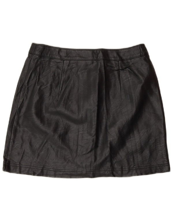 Topshop Womens Petite Kunstleder Minirock UK 8 Small W26 Schwarz