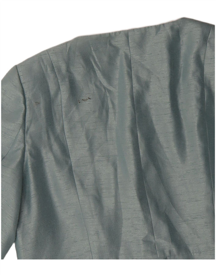 Jacques Vert Damen 3/4-Ärmel Crop Blazer Jacke UK 16 Große blaue Viskose