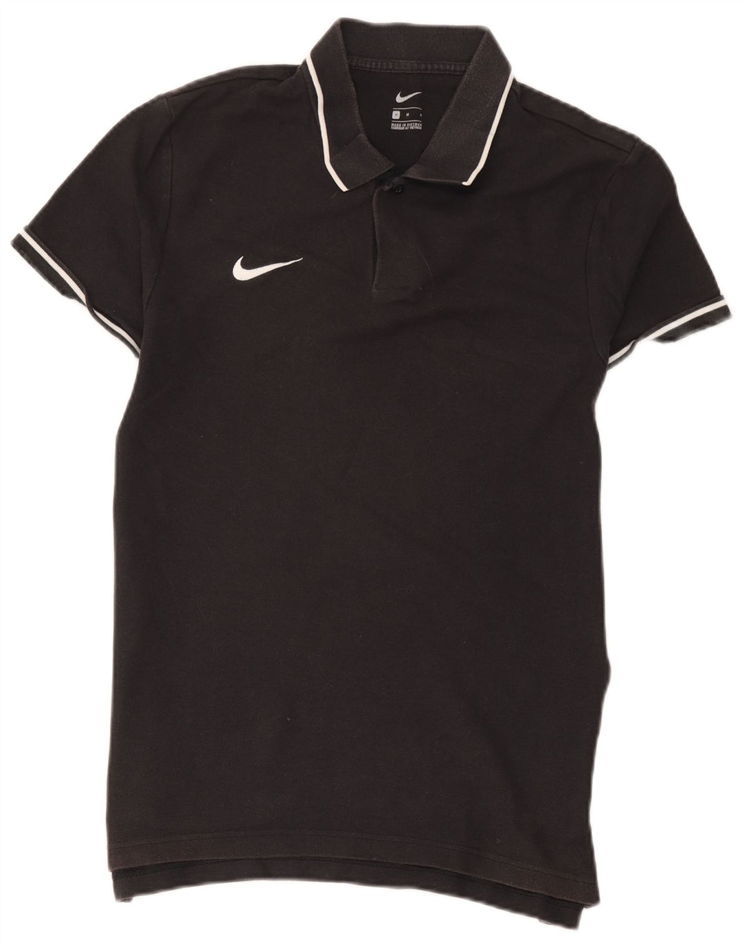 NIKE Herren-Poloshirt, mittelschwarz, gestreift, Baumwolle