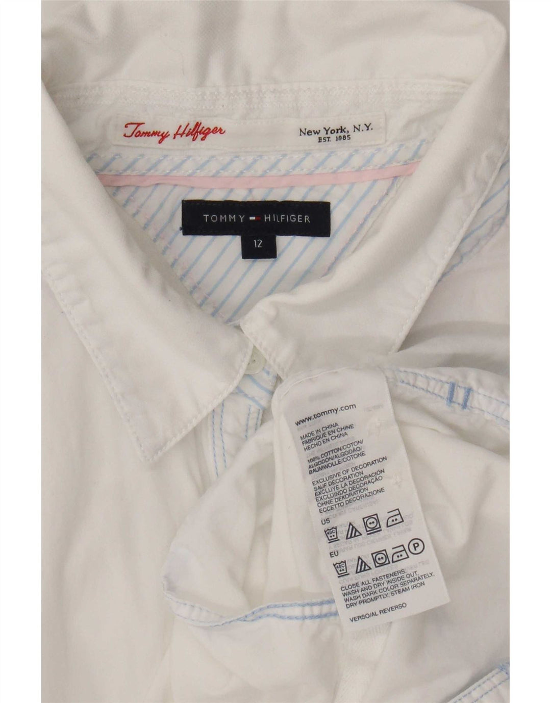Tommy Hilfiger Damenhemd US 12 Large Weiße Baumwolle
