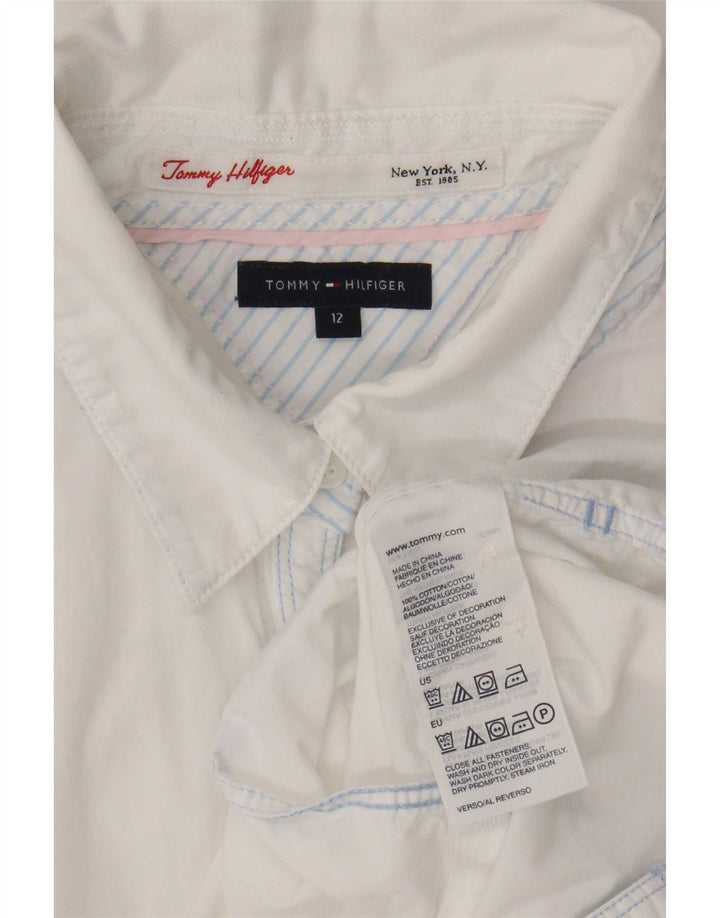 Tommy Hilfiger Damenhemd US 12 Large Weiße Baumwolle