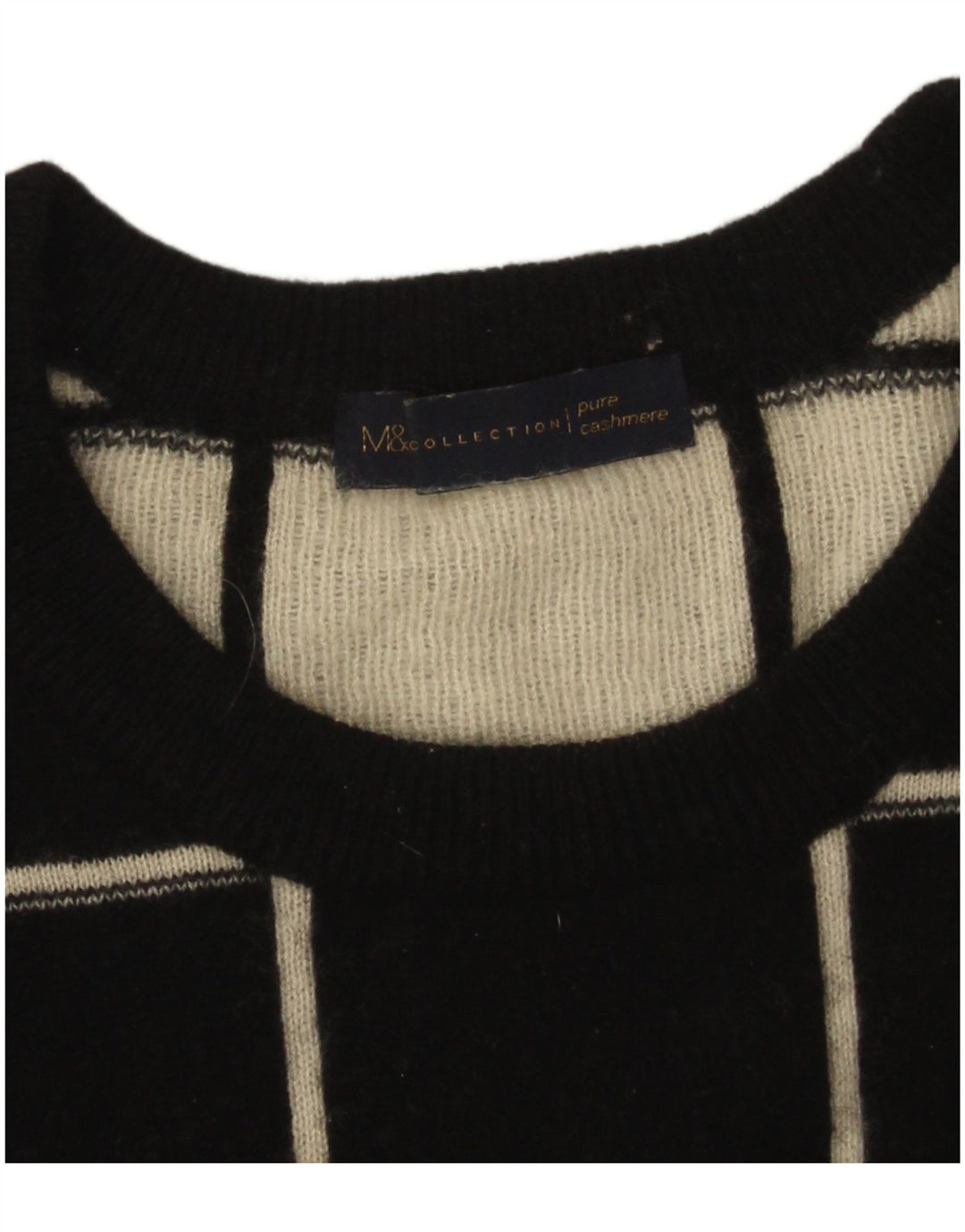 Marks & Spencer Damen-Pullover mit U-Boot-Ausschnitt, Gr. 14, groß, schwarz kariert