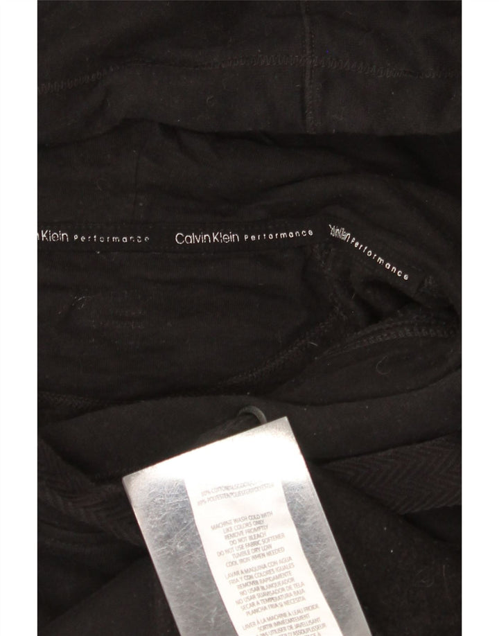 CALVIN KLEIN Damen Übergroßer grafischer Kapuzenpullover UK 18 XL Schwarze Baumwolle