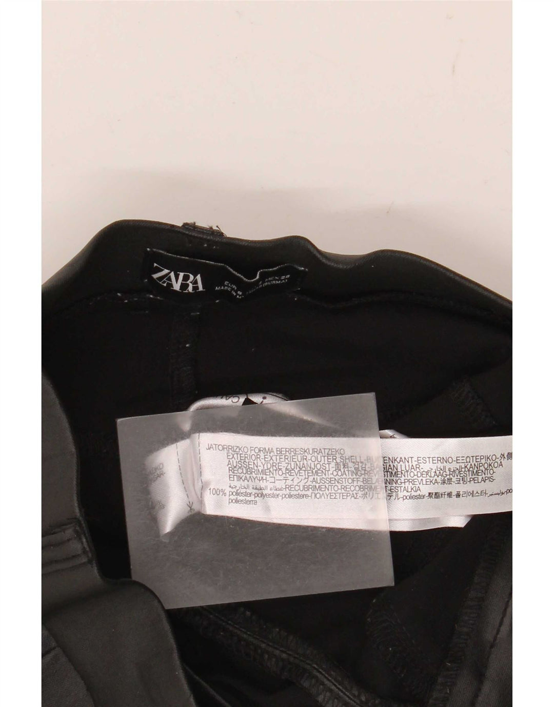Zara Damen-Leggings aus Kunstleder, Größe S, W26, L30, Schwarz, Polyester